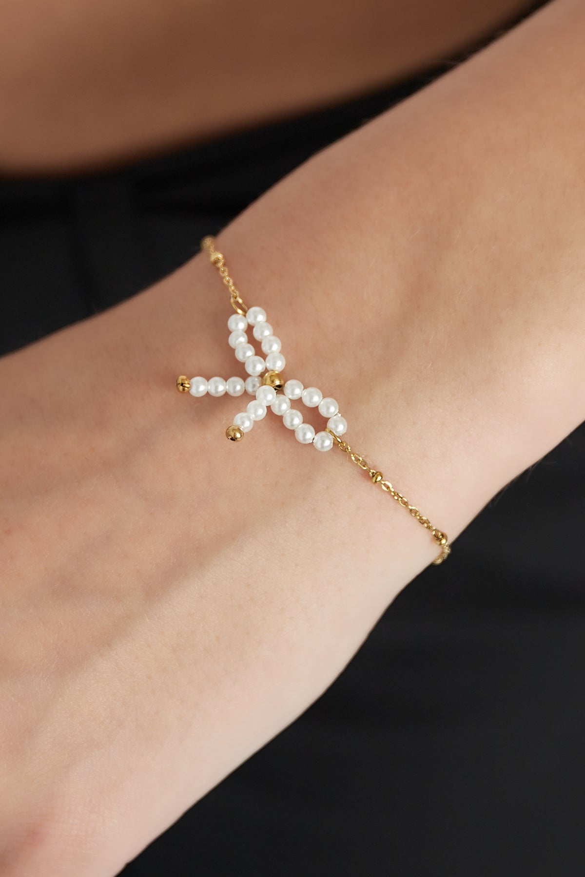 Bracciale con fiocco di perle argento